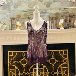 Alberta Ferretti violet tulle embellished top 8